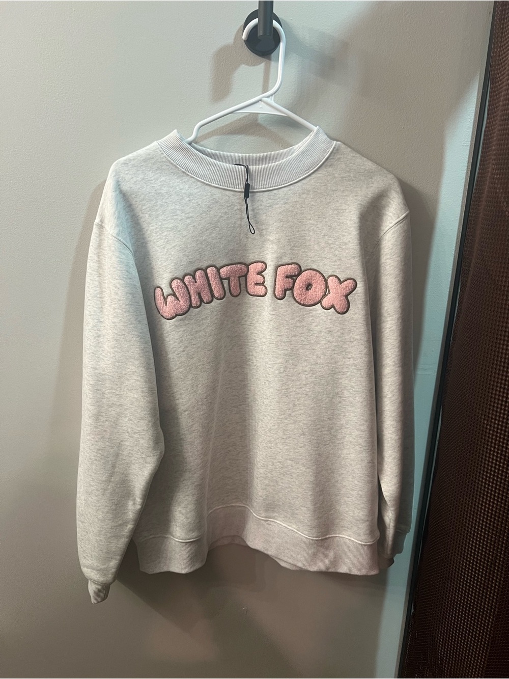 White Fox Boutique Pink Bubble Logo Gray Sweatshirt